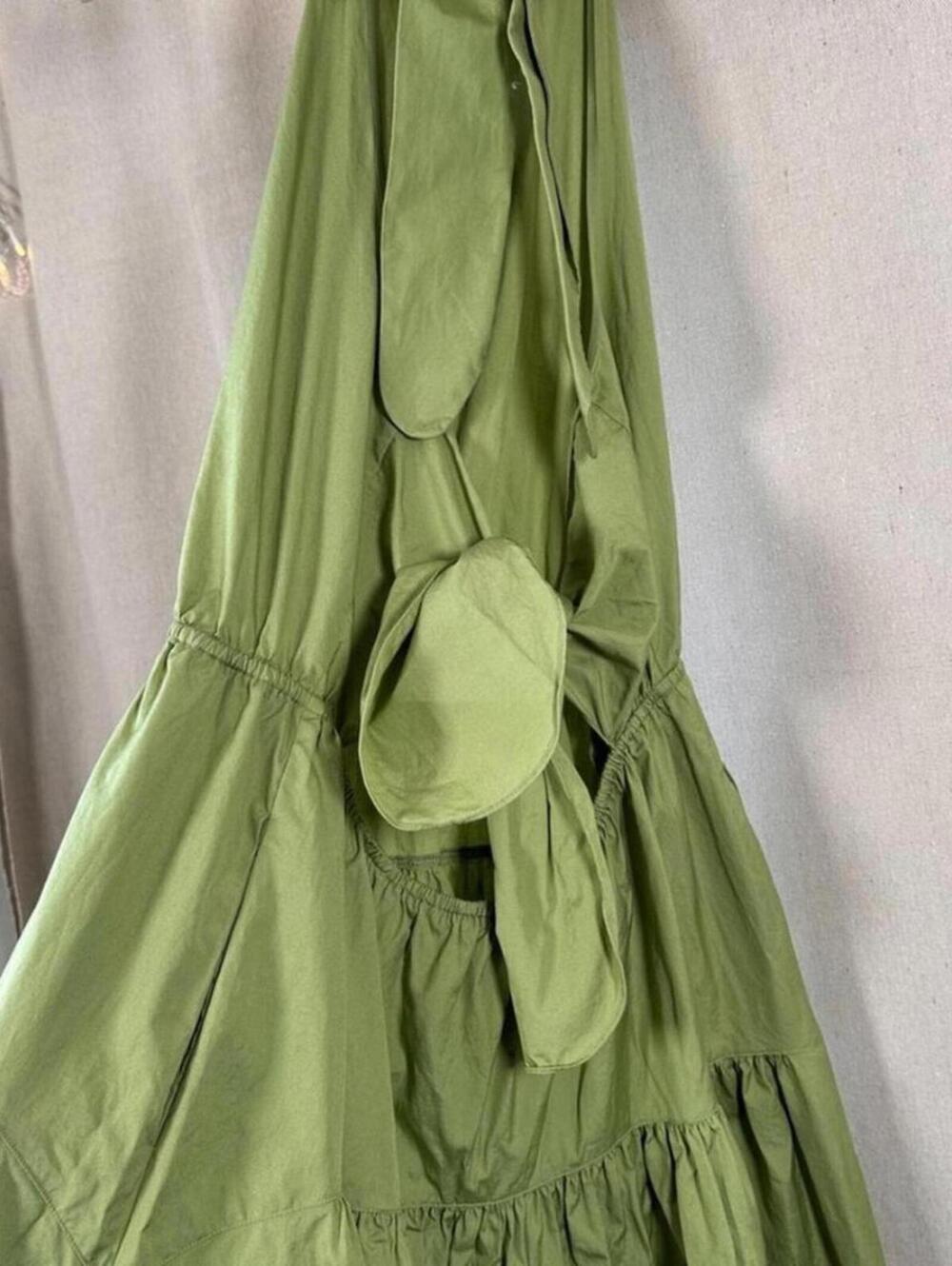 Vince Green Halter Midi Dress with Tie Back – Size L Summer Festival Party - Picture 6 of 8
